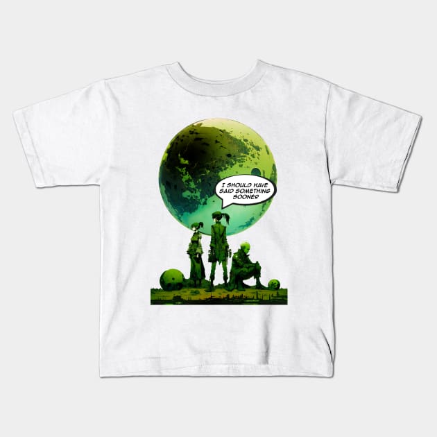 Peace on Earth No. 5: Goodwill Toward Humans "I Should Have Said Something Sooner" Kids T-Shirt by Puff Sumo